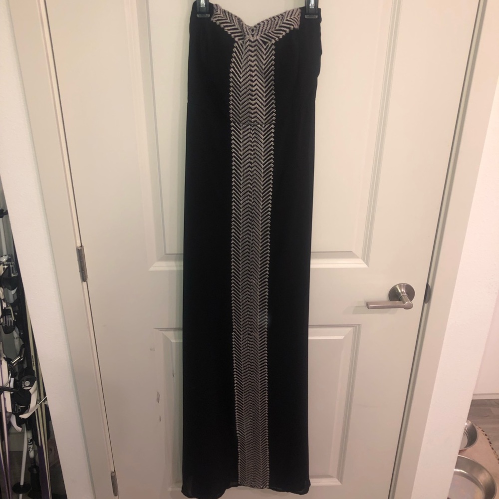 Strapless stitch detail maxi dress